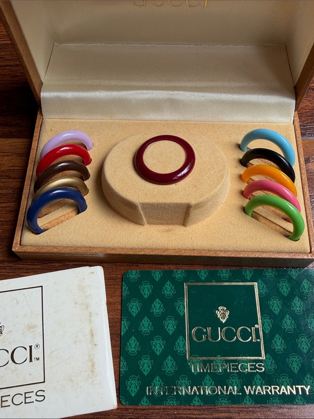 Gucci Gold Bangle Watch with Interchangeable Colorful Bezels - Picture 2 of 6